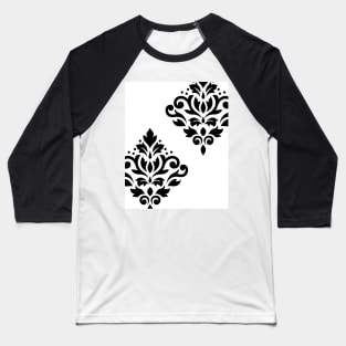 Scroll Damask Art I Black on White Baseball T-Shirt